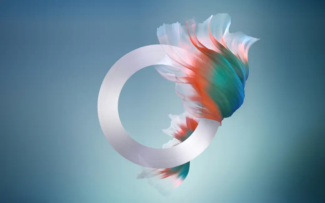 Dynamic fabric and white ring — desktop and phone wallpaper, free download
