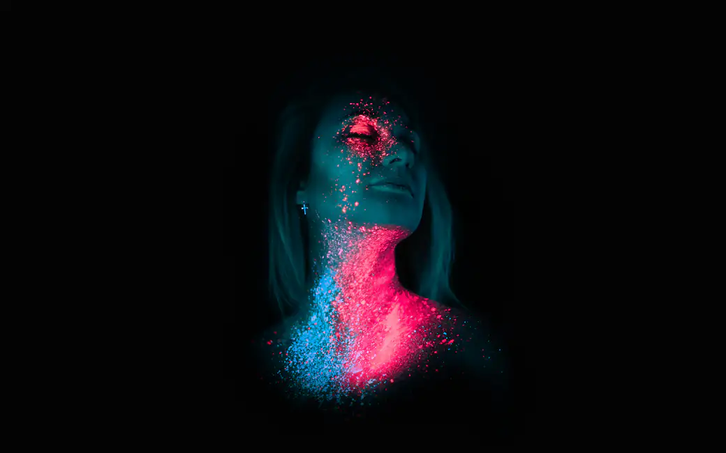 Woman in fluorescent paint — desktop and phone wallpaper, free download