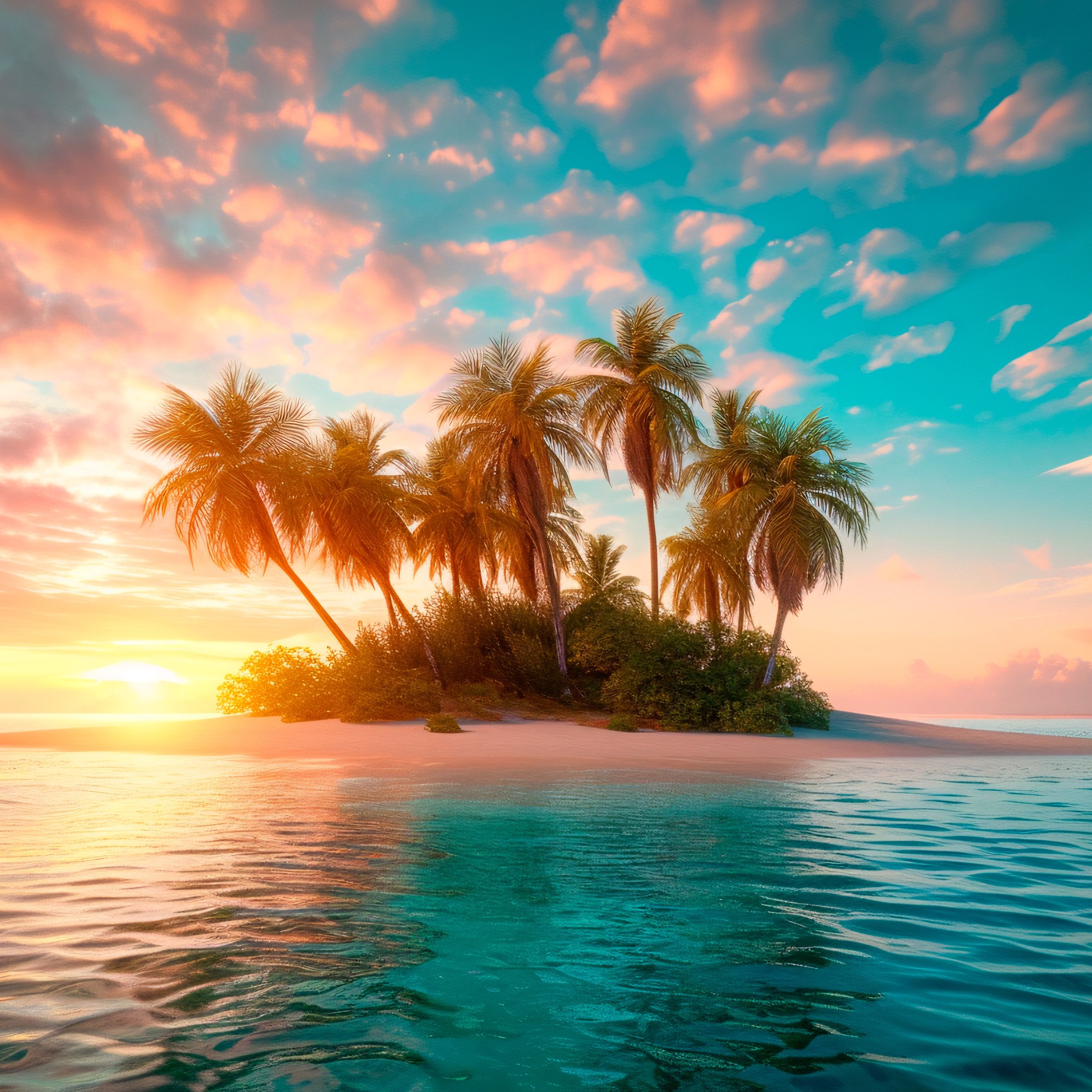 Tropical island with palm trees - Wallpapers for iPad Air 10.9″ in 2360x2360 resolution