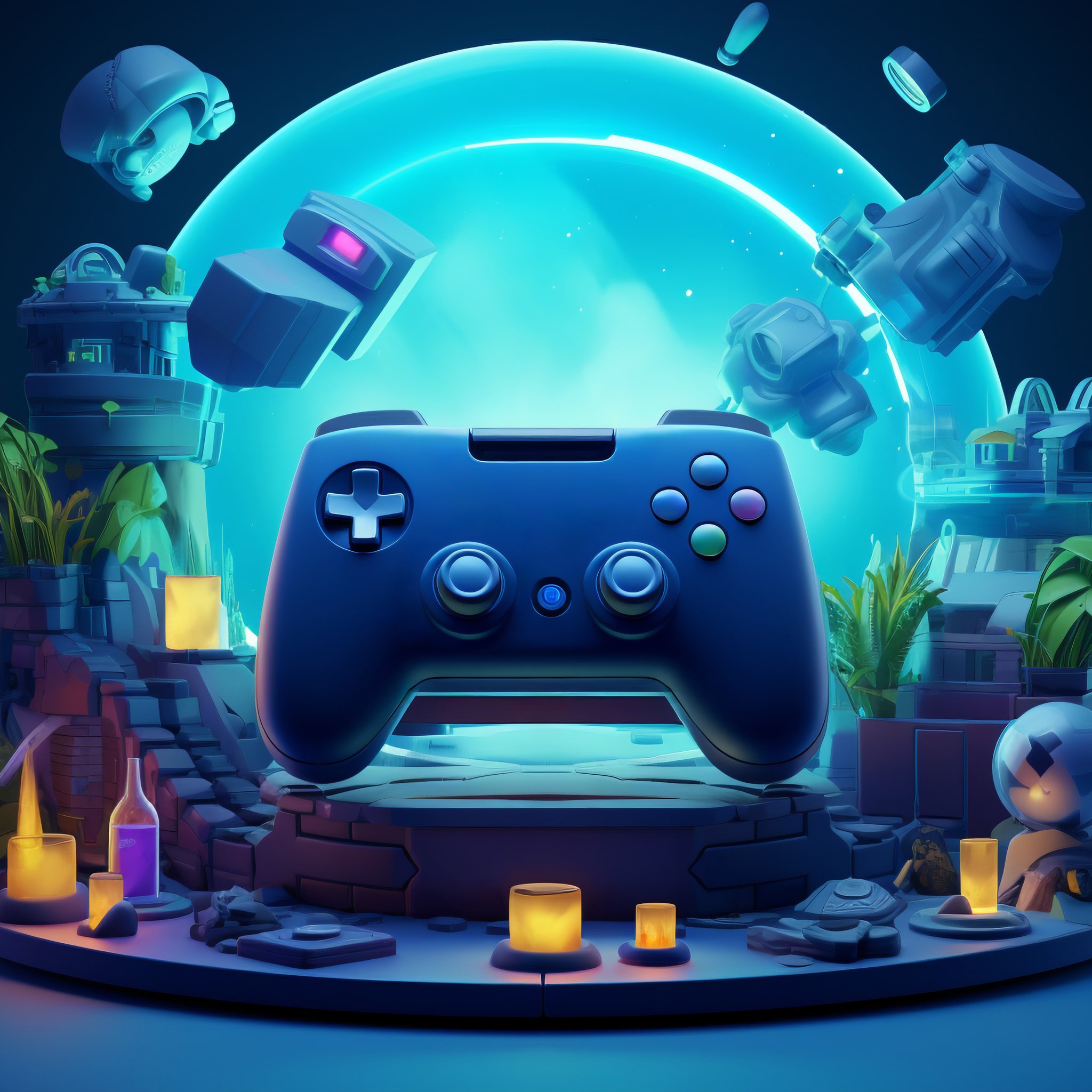 Gamepad and game objects - Wallpapers for iPad Retina in 2048x2048 resolution