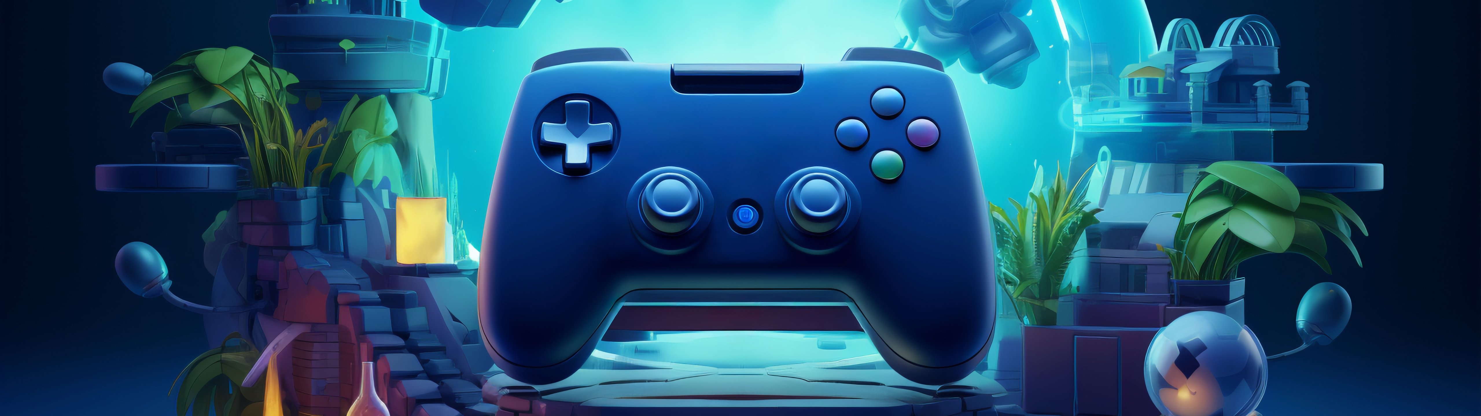 Gamepad and game objects - UltraWide 32:9 wallpapers in 5120x1440 resolution