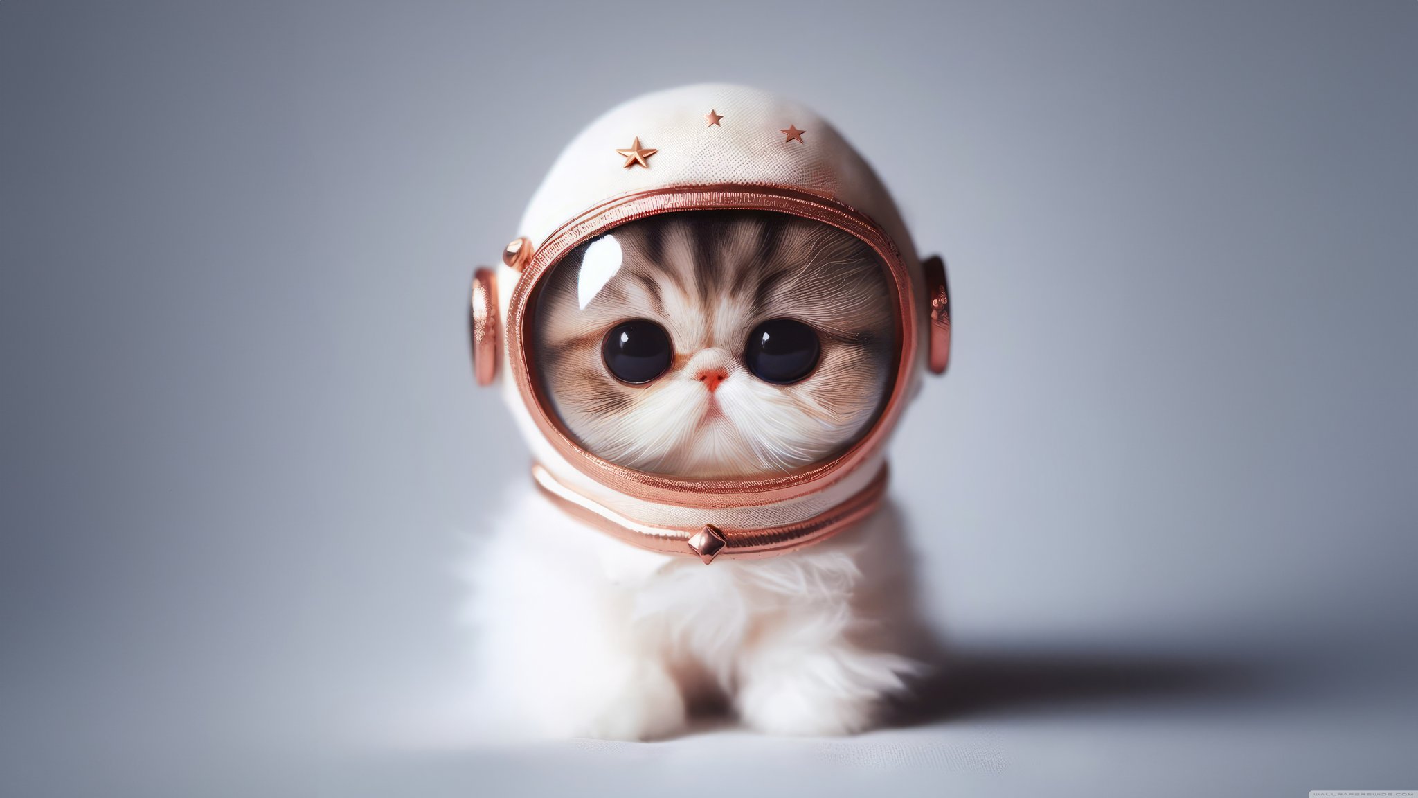 Cute kitten in a space helmet - QWXGA wallpapers in 2048x1152 resolution