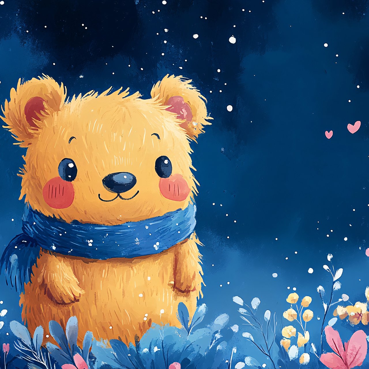 Cute teddy bear with a blue scarf - Wallpapers for Lenovo, Huawei in 1280x1280 resolution