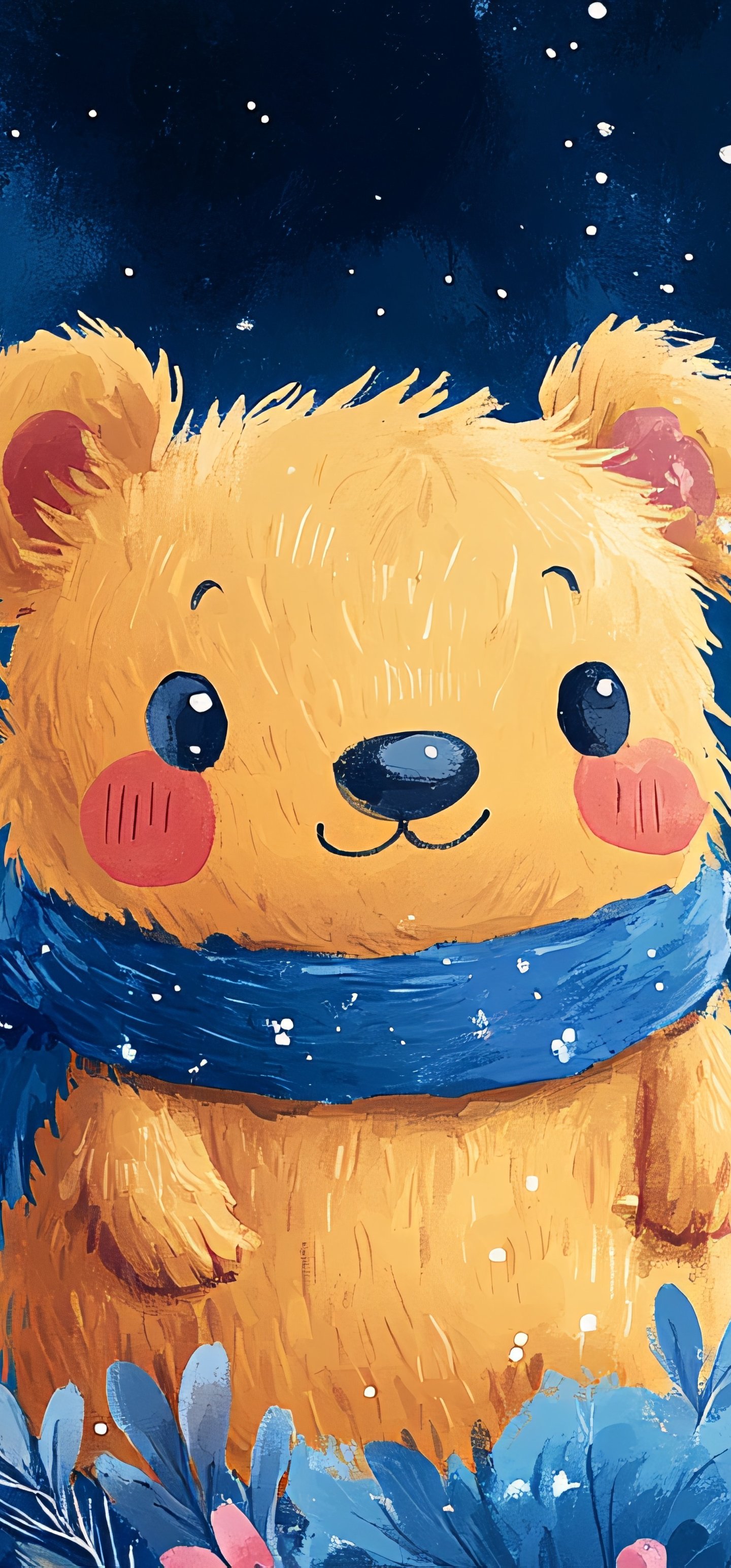 Cute teddy bear with a blue scarf - Wallpapers for Samsung Galaxy S22 Ultra/S23 Ultra in 1440x3088 resolution