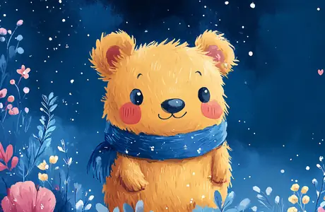 cold Wallpapers for Apple iPad 1 (1024x1024): teddy, scarf, flowers, field