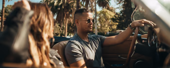 People wallpapers: convertible, man, woman, palms