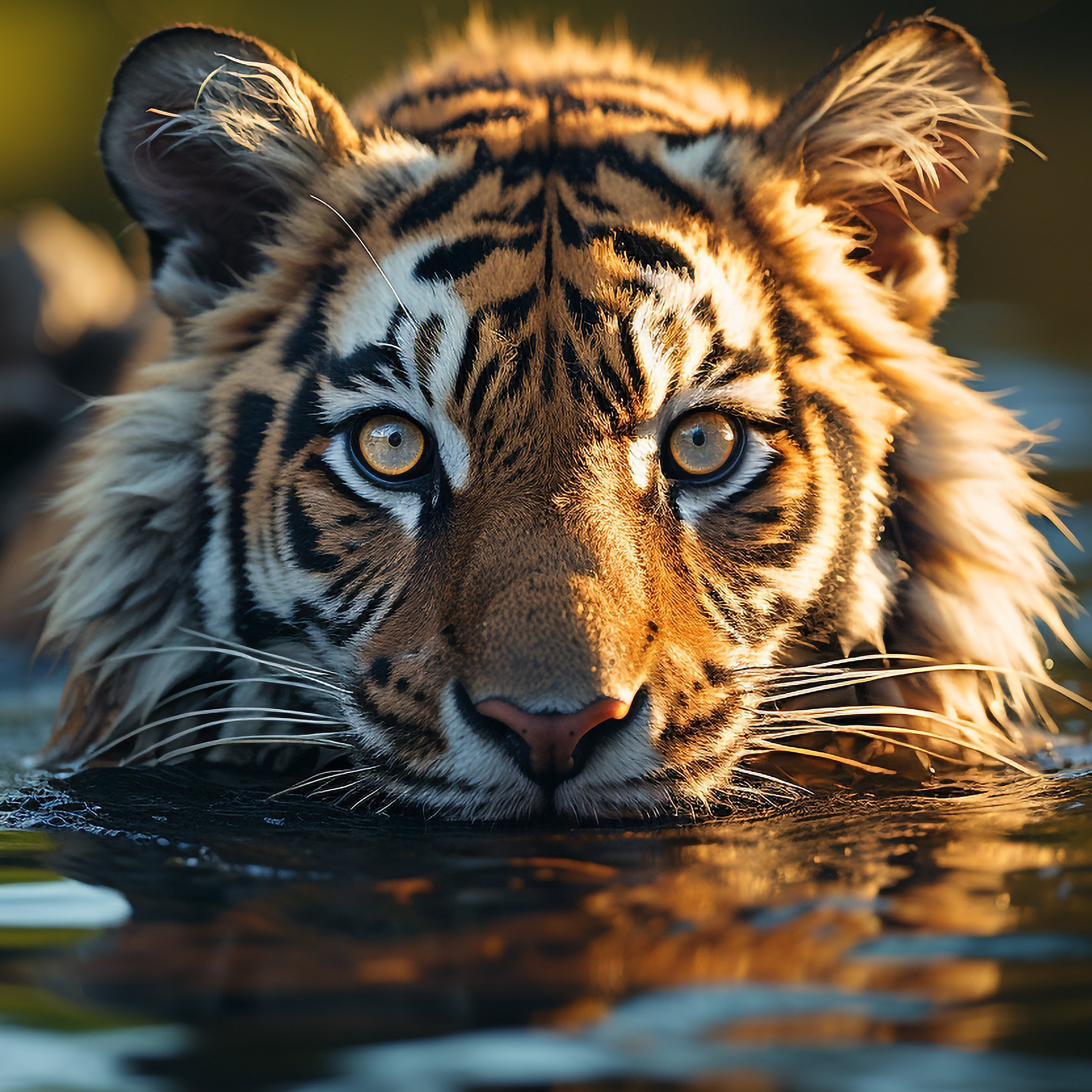 The tiger hunts from the water - Wallpapers for iPad Air 10.9″ in 2360x2360 resolution