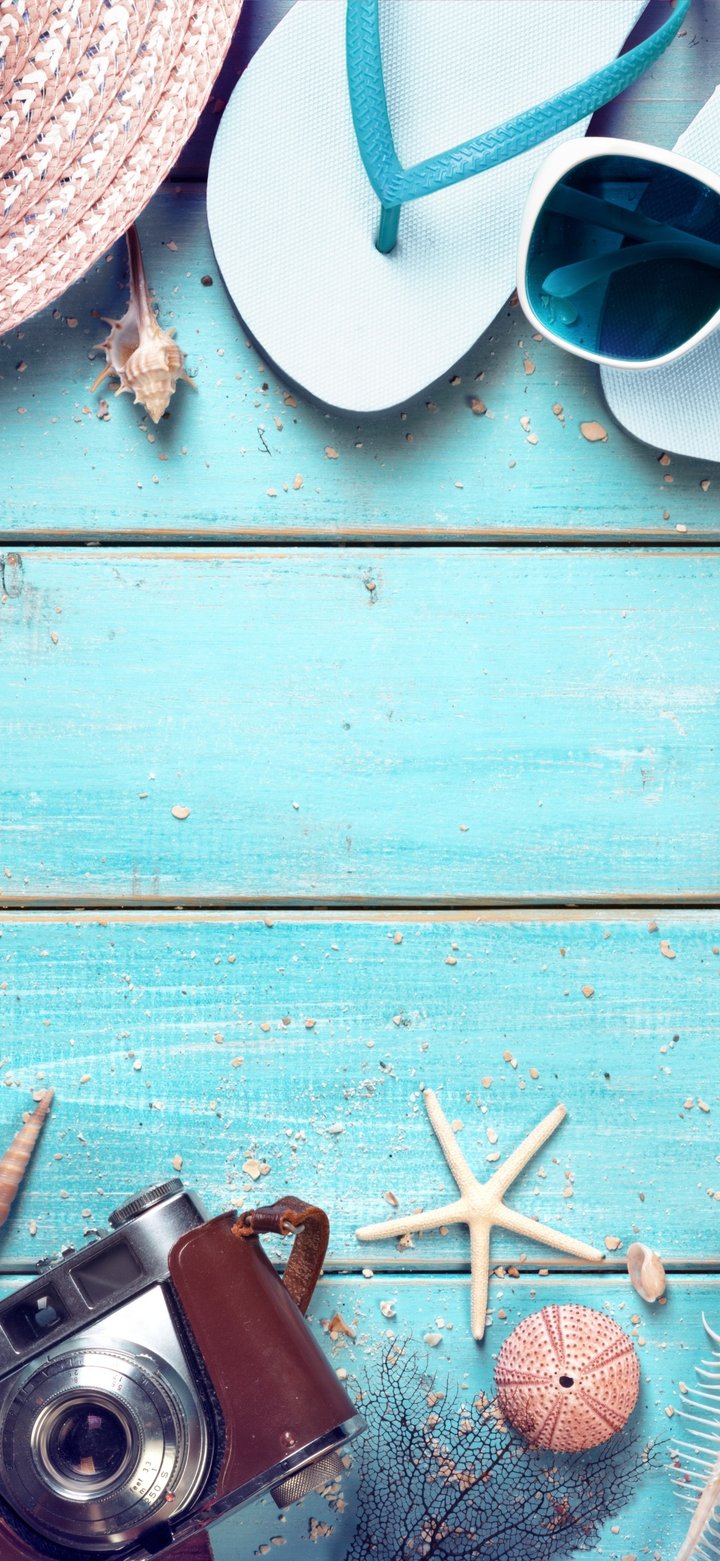 Beach essentials - Wallpapers for Samsung Galaxy A11/A20e/A20/M11, Xiaomi Redmi 9A/9C, POCO C40 in 720x1560 resolution