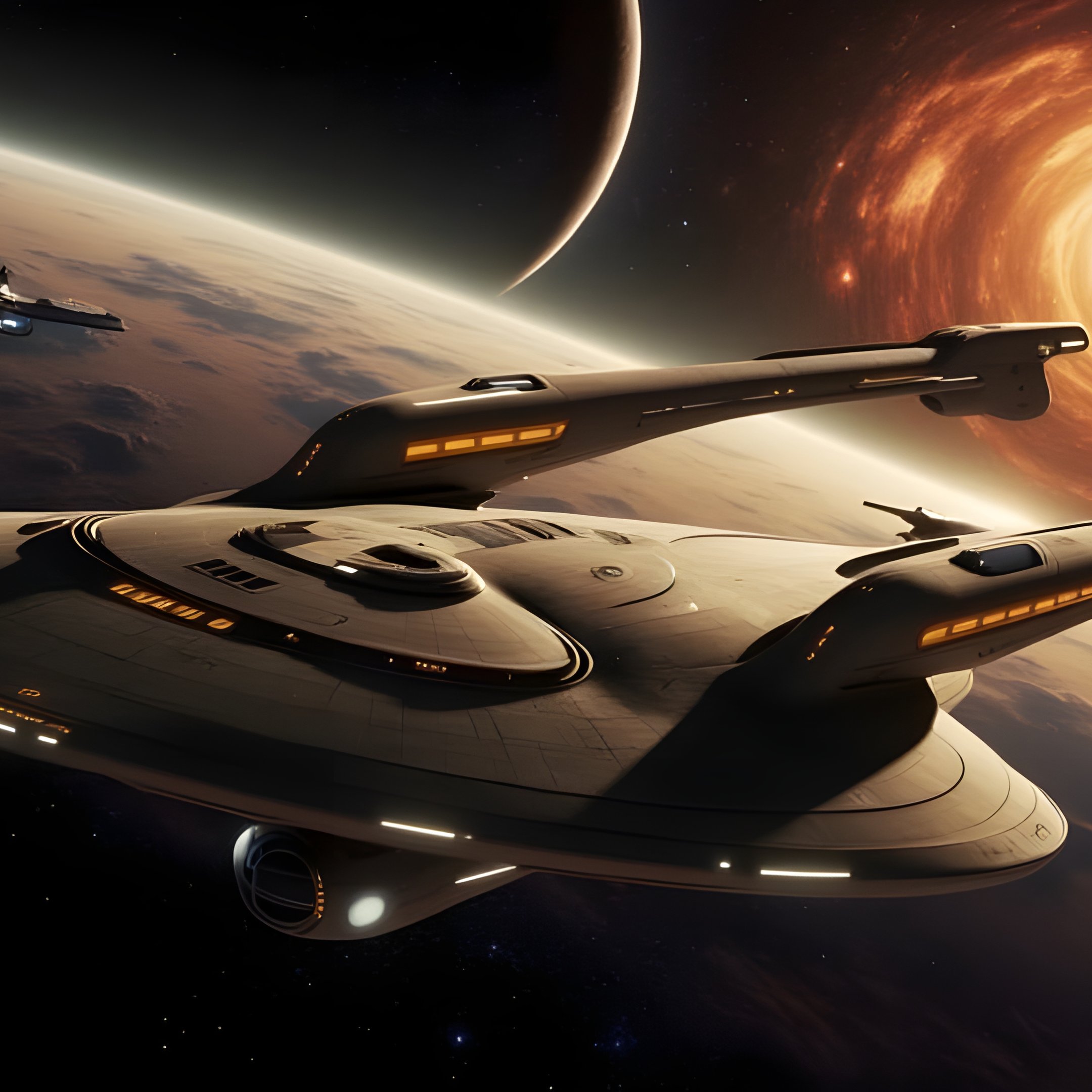 Spaceships orbiting the planet - Wallpapers for iPad 10.2″ in 2160x2160 resolution
