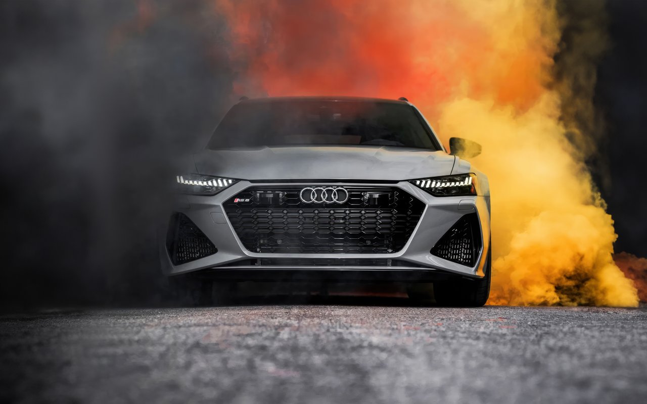Audi RS 6 front view with smoke - WXGA_1280 wallpapers in 1280x800 resolution