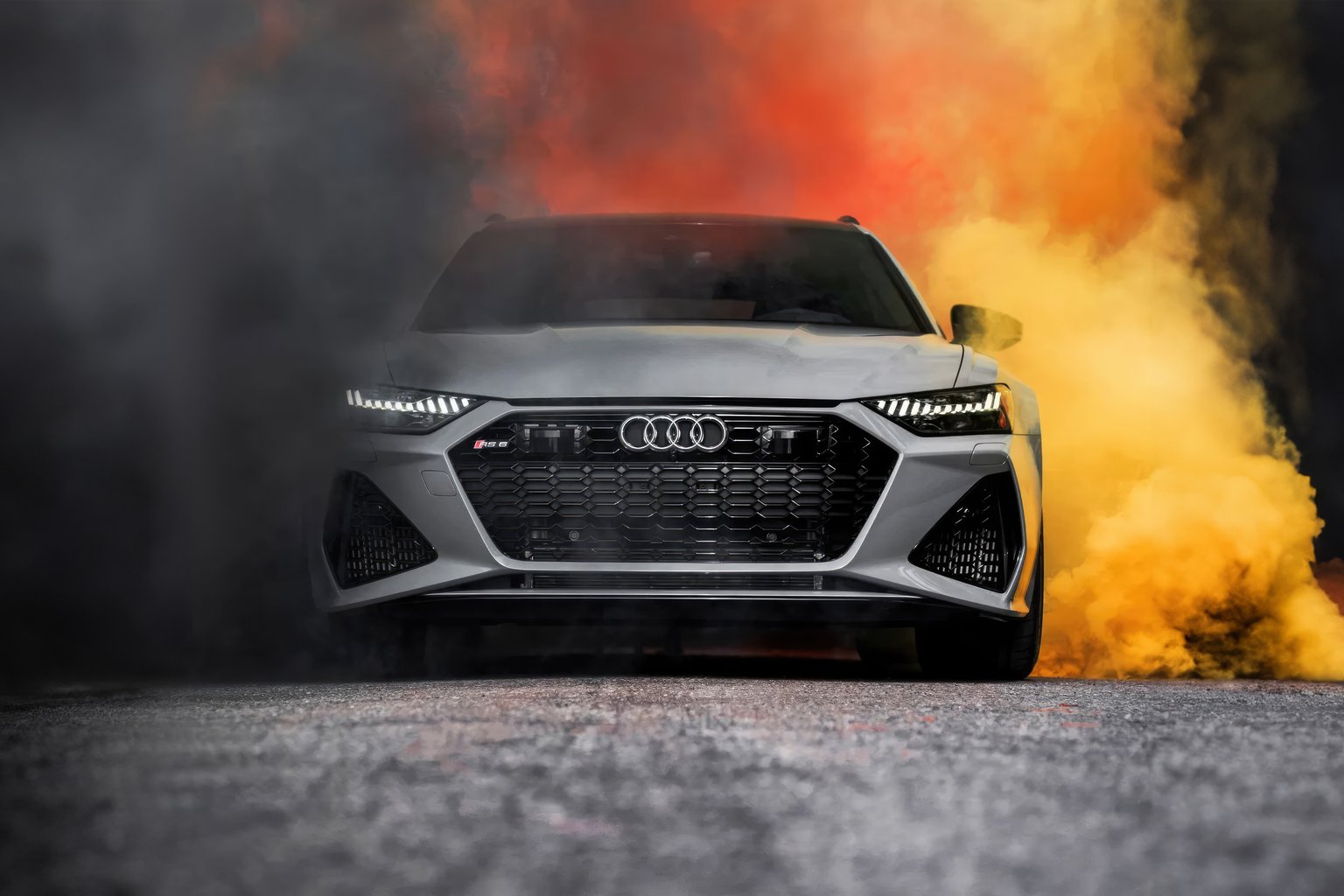 Audi RS 6 front view with smoke - Microsoft Surface 12.4″ wallpapers in 1536x1024 resolution