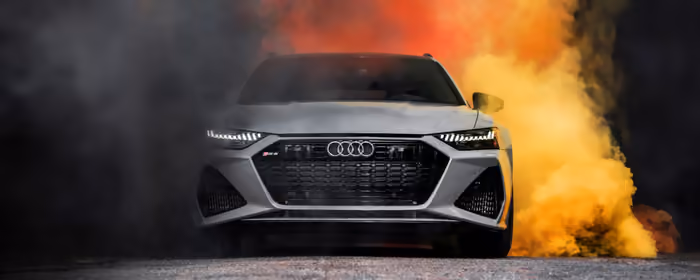 UltraWide 32:9 обои Audi RS 6 (3840x1080): Audi RS 6, спорткар, дым, универсал