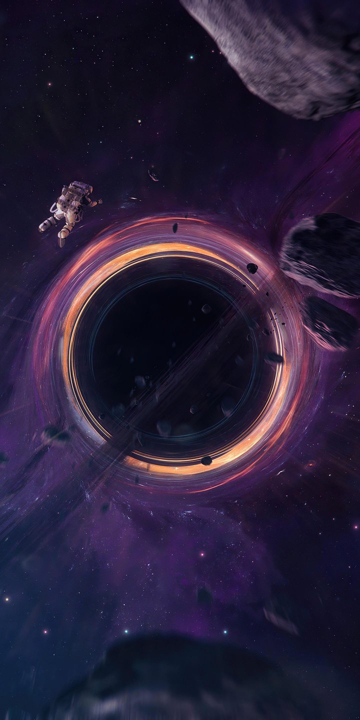 Black hole pulling in nearby objects - Wallpapers for Samsung Galaxy A03s, Xiaomi Redmi 7A, POCO C3 in 720x1440 resolution
