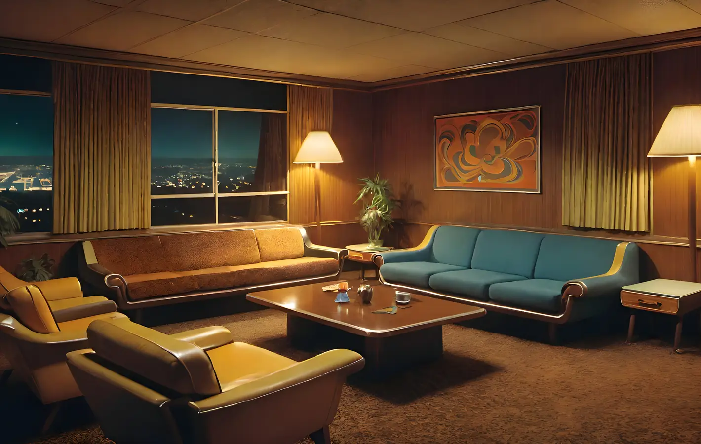 Retro Living Room With Classic Furniture — desktop and phone wallpaper, free download