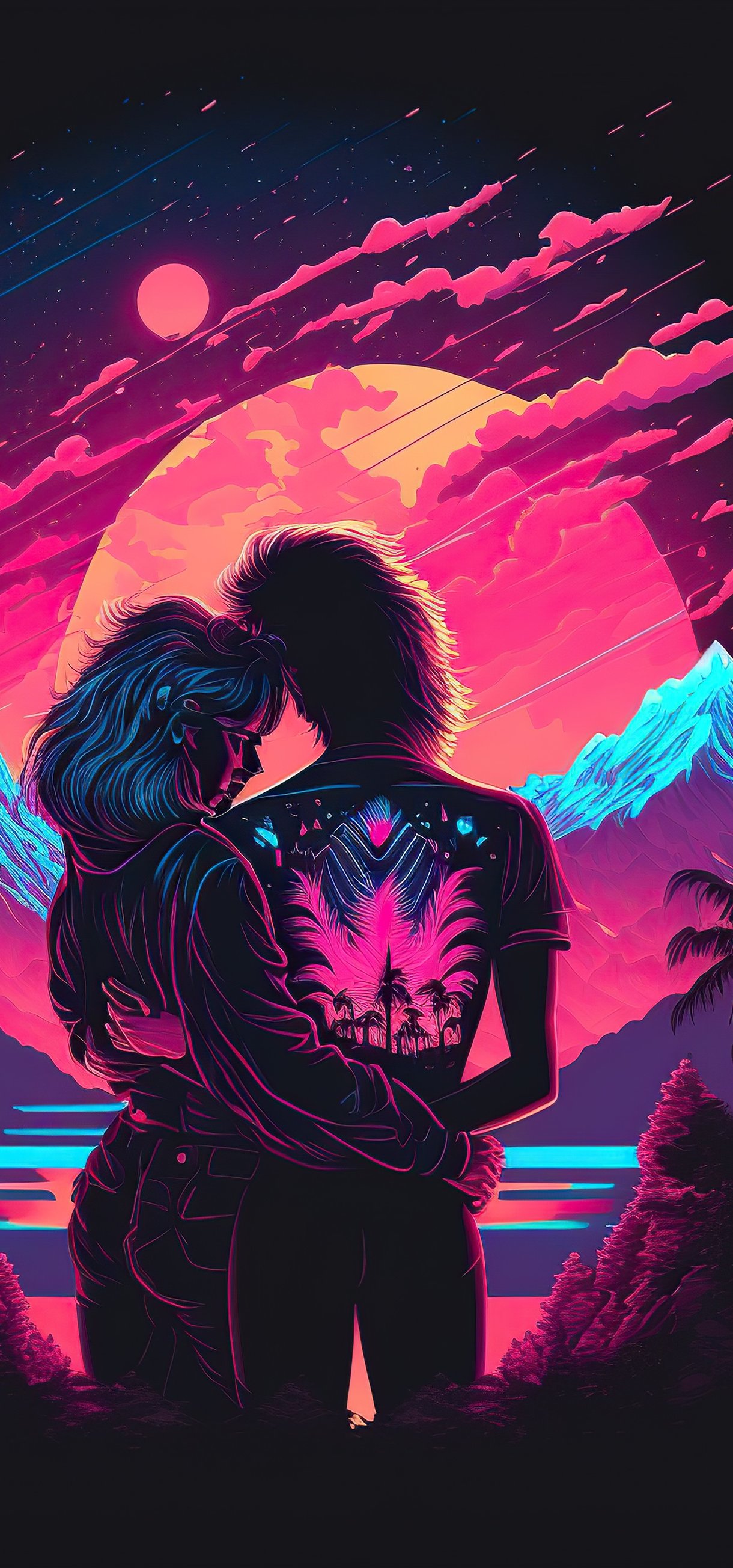 Lovers hug against the sunset - Wallpapers for Xiaomi 17/17 Pro in 1220x2608 resolution