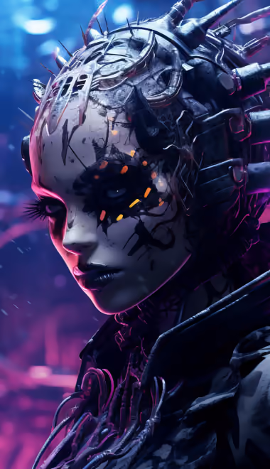 Обои для Honor/Huawei (1080x2376): киберпанк, девушка, фэнтези девушка, киберимпланты