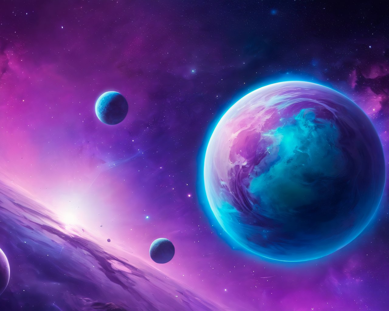 Blue planet in purple space - SXGA wallpapers in 1280x1024 resolution