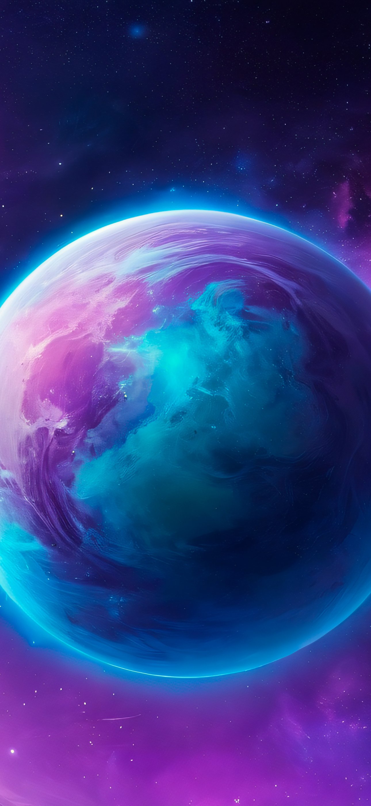 Blue planet in purple space - Wallpapers for iPhone 15 Pro Max/14 Pro Max in 1290x2796 resolution
