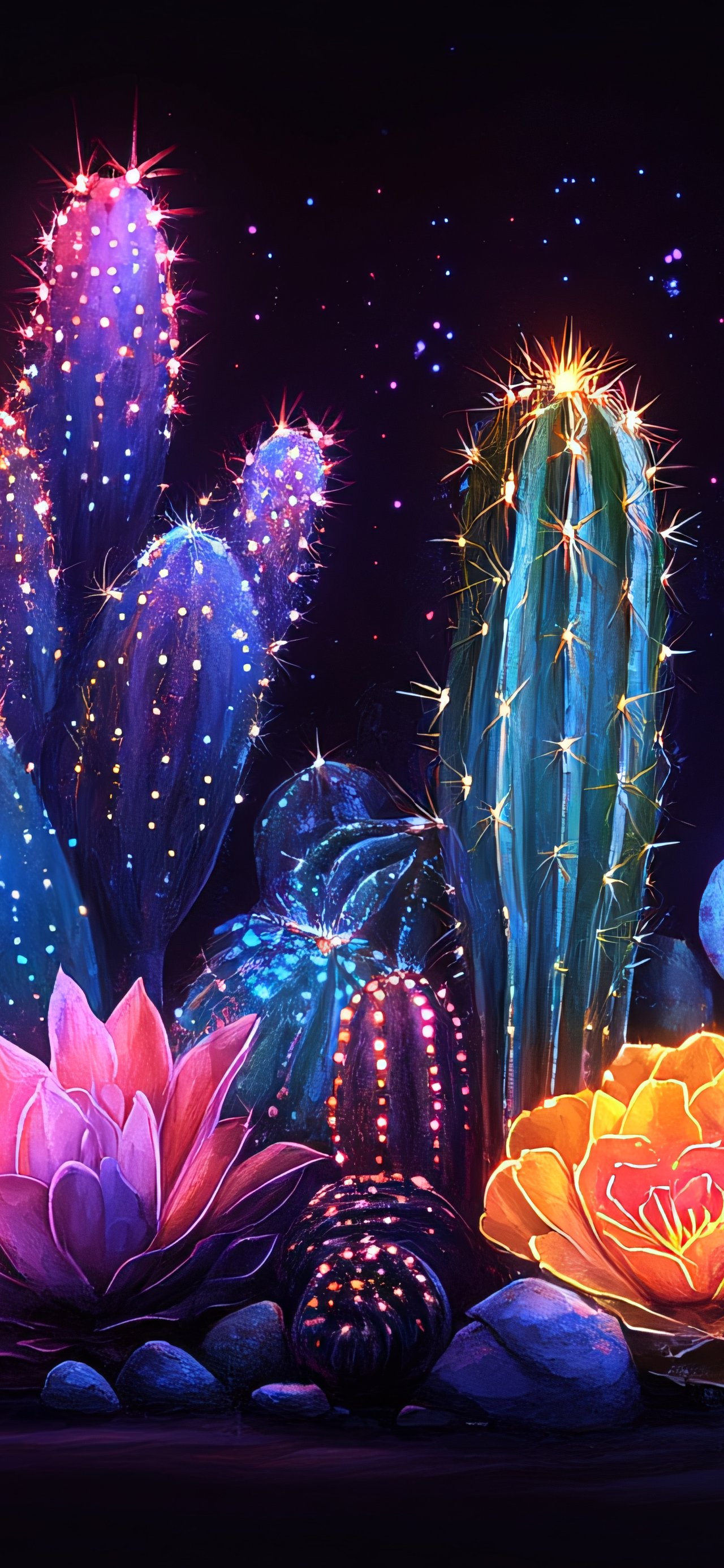 Luminescent plants at night - Wallpapers for Xiaomi 15T in 1280x2772 resolution