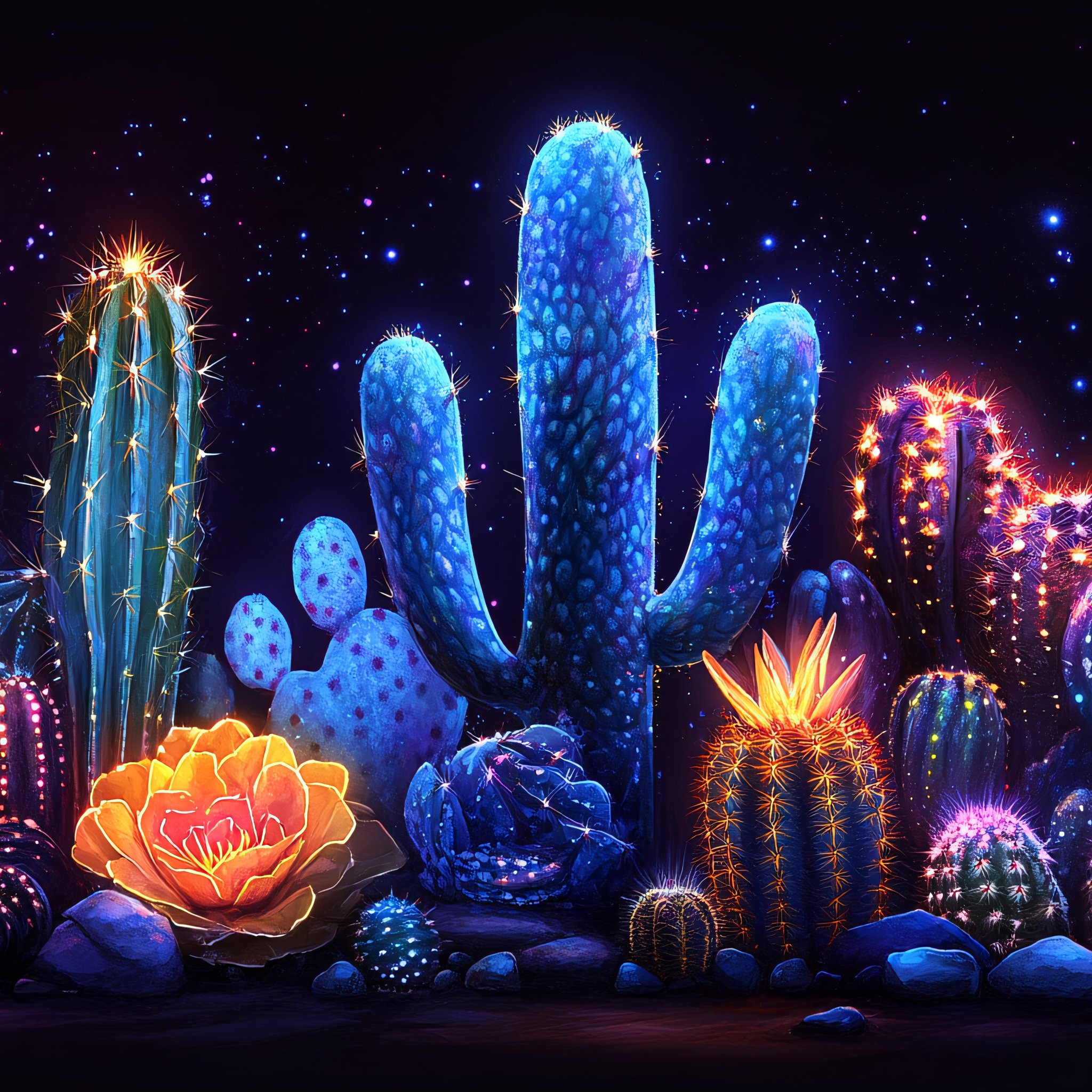 Luminescent plants at night - Wallpapers for iPad Retina in 2048x2048 resolution