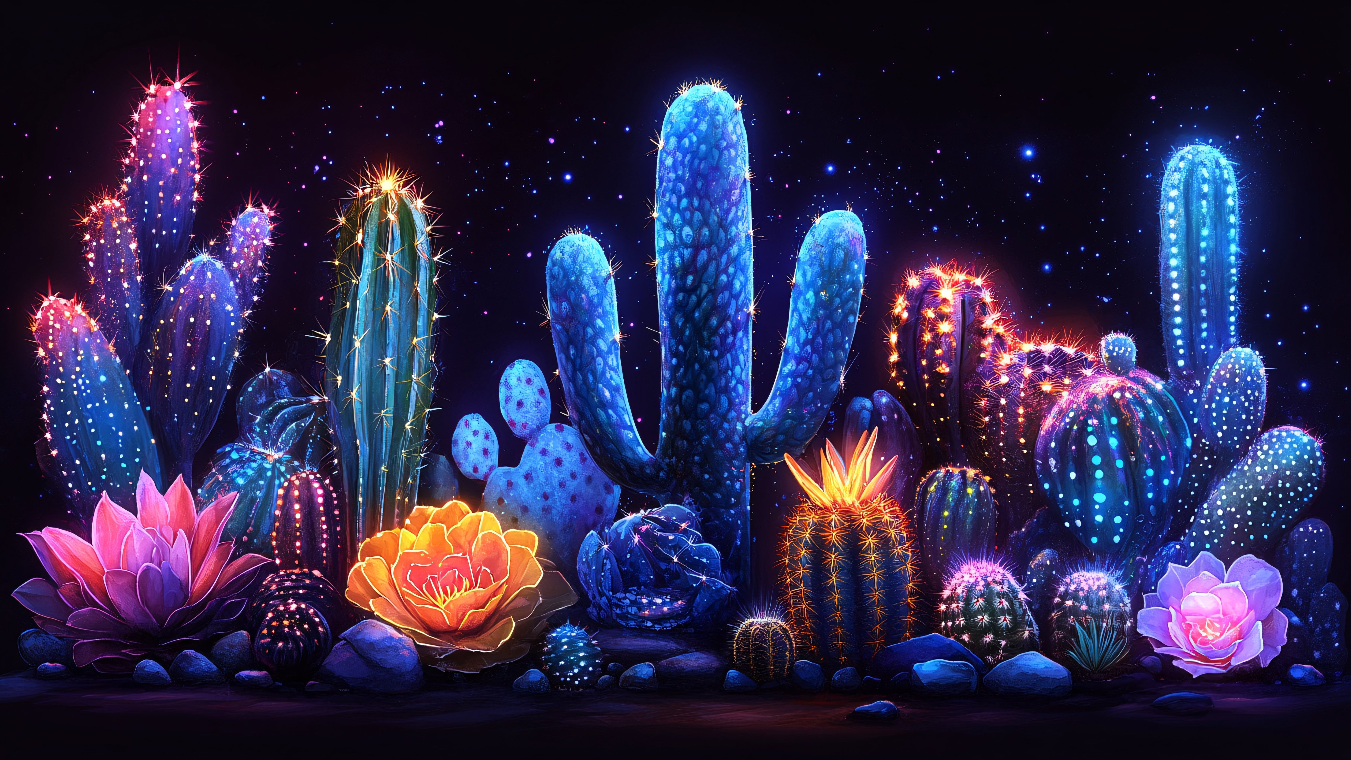 Luminescent plants at night - Wallpapers for Apple iMac 24″ in 4480x2520 resolution