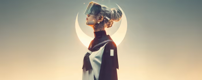 Technology wallpapers: woman, VR headset, moon, light