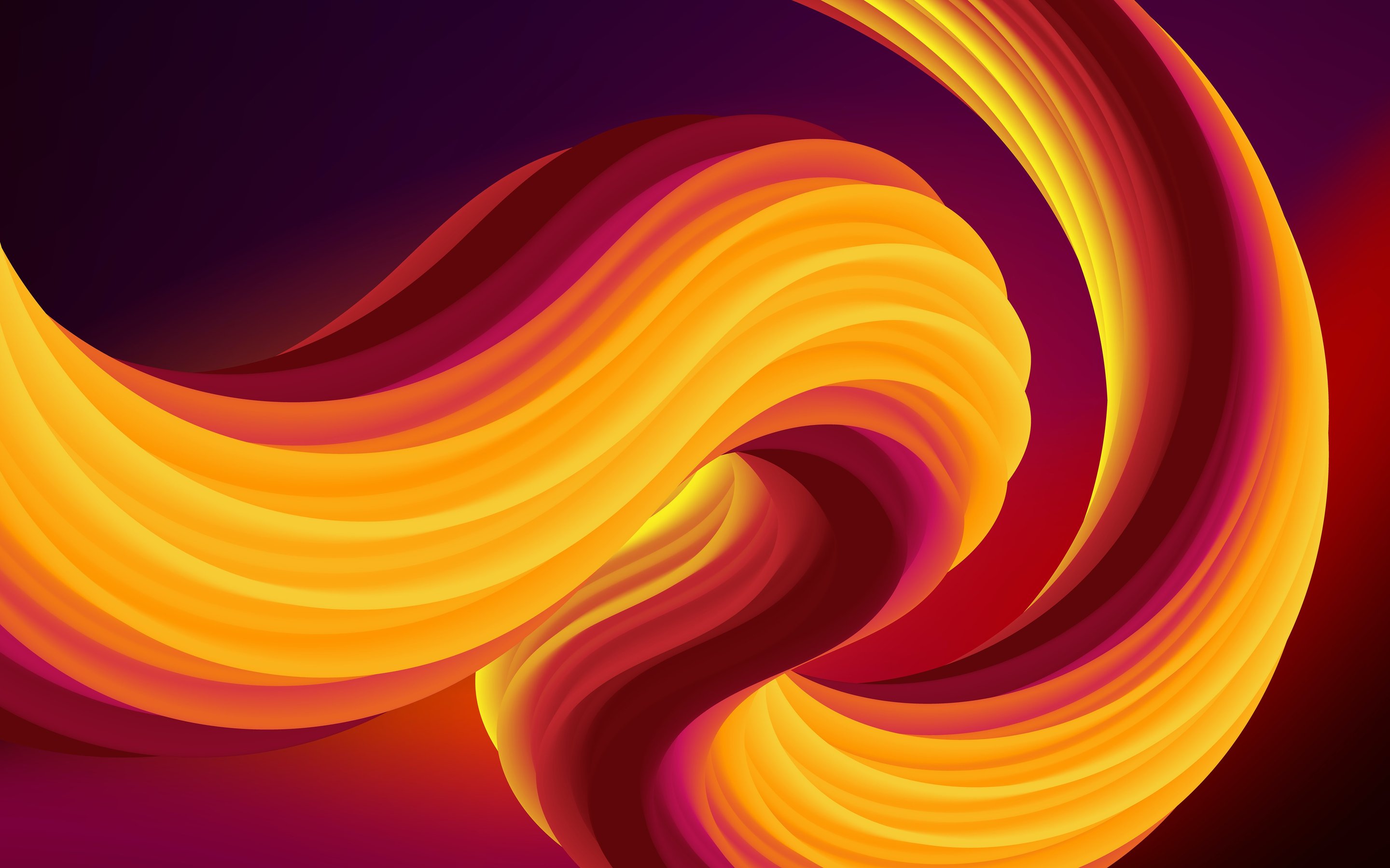 Abstract flowing yellow orange waves - Wallpapers for Apple MacBook 15″ in 2880x1800 resolution