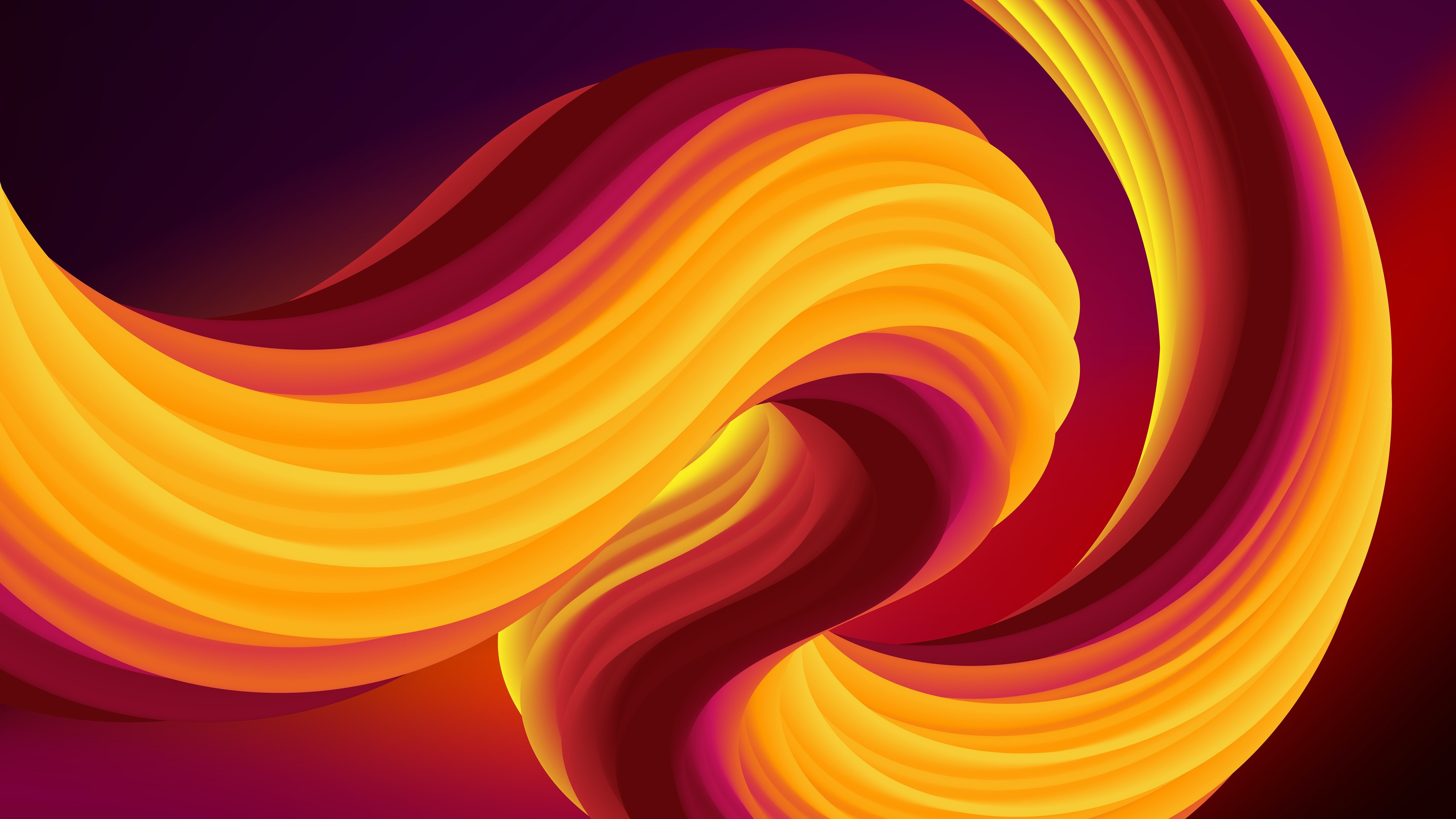 Abstract flowing yellow orange waves - 5K wallpapers in 5120x2880 resolution