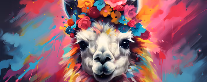 UltraWide 32:9 wallpapers (3840x1080): lama, flowers, crown, fur