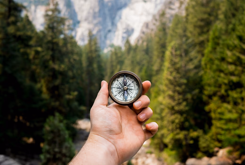 Hand holding compass in forest - Wallpapers for Samsung/Xiaomi in 2000x2000 resolution