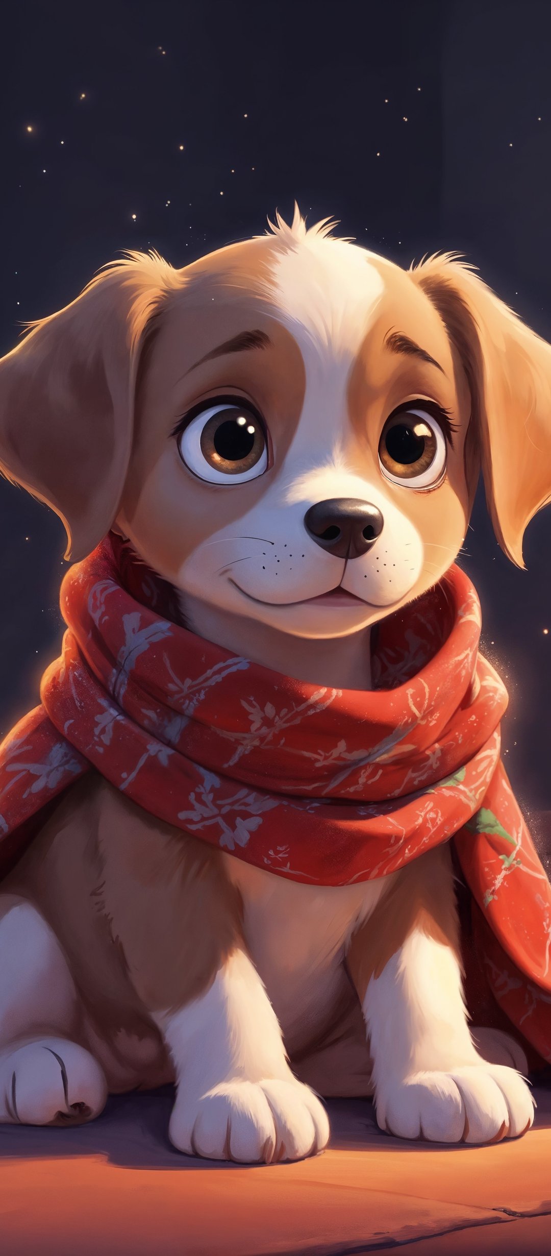 Christmas Puppy by Fireplace and Tree - Wallpapers for TECNO/Infinix in 1080x2460 resolution