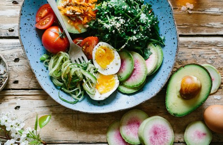 Delicious Healthy Salad Bowl on Rustic Table