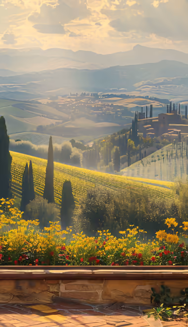 Vineyard Wallpapers for Xiaomi 17/17 Pro (1220x2608): tuscan, cypress, hills, vineyard