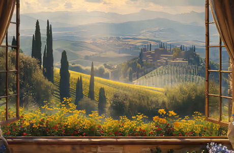 UXGA Tuscan wallpapers (1600x1200): tuscan, cypress, hills, vineyard