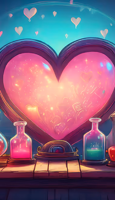 Fantasy wallpapers: heart, potion, magic, bottle