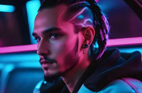 People wallpapers: cyberpunk, man, neon, braids