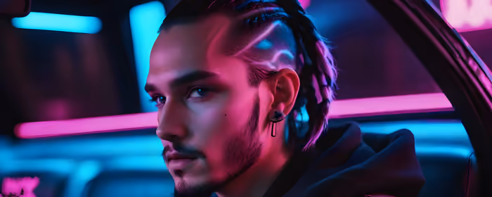 UltraWide 32:9 wallpapers (3840x1080): cyberpunk, man, neon, braids