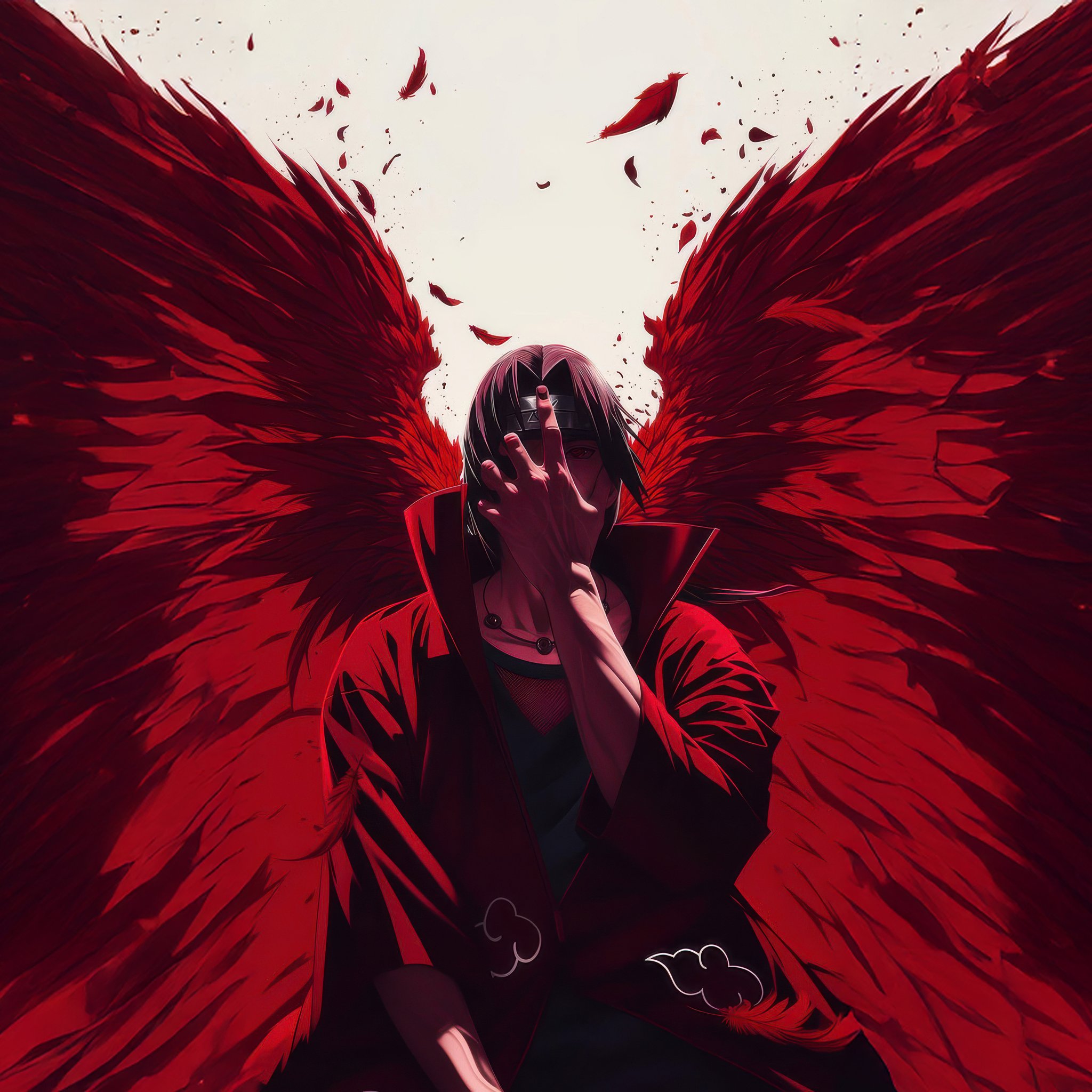 Itachi Uchiha with red wings gesture - Wallpapers for iPad Retina in 2048x2048 resolution
