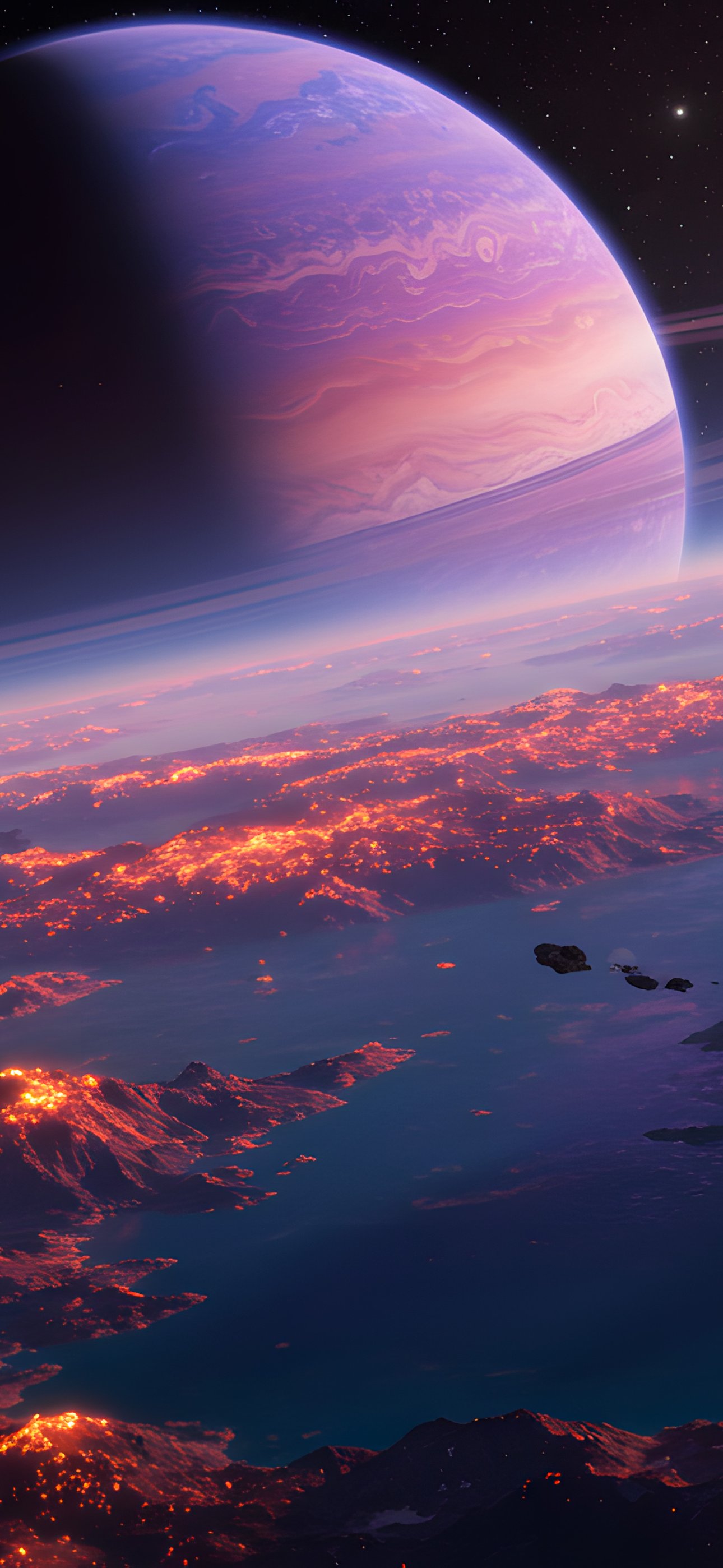 A planet with rings like Saturns - Wallpapers for iPhone 15 Pro Max/14 Pro Max in 1290x2796 resolution