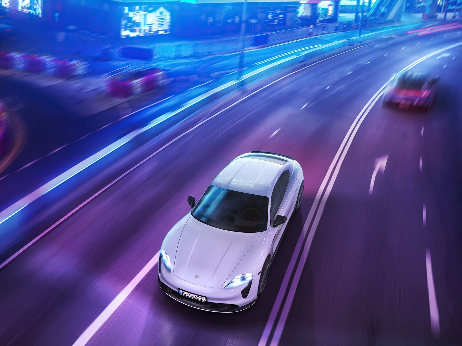 White Porsche Taycan - UXGA wallpapers in 1600x1200 resolution