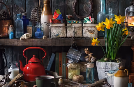 Vintage Wallpapers for Apple iPad 1 (1024x1024): vintage, garden, village, tools