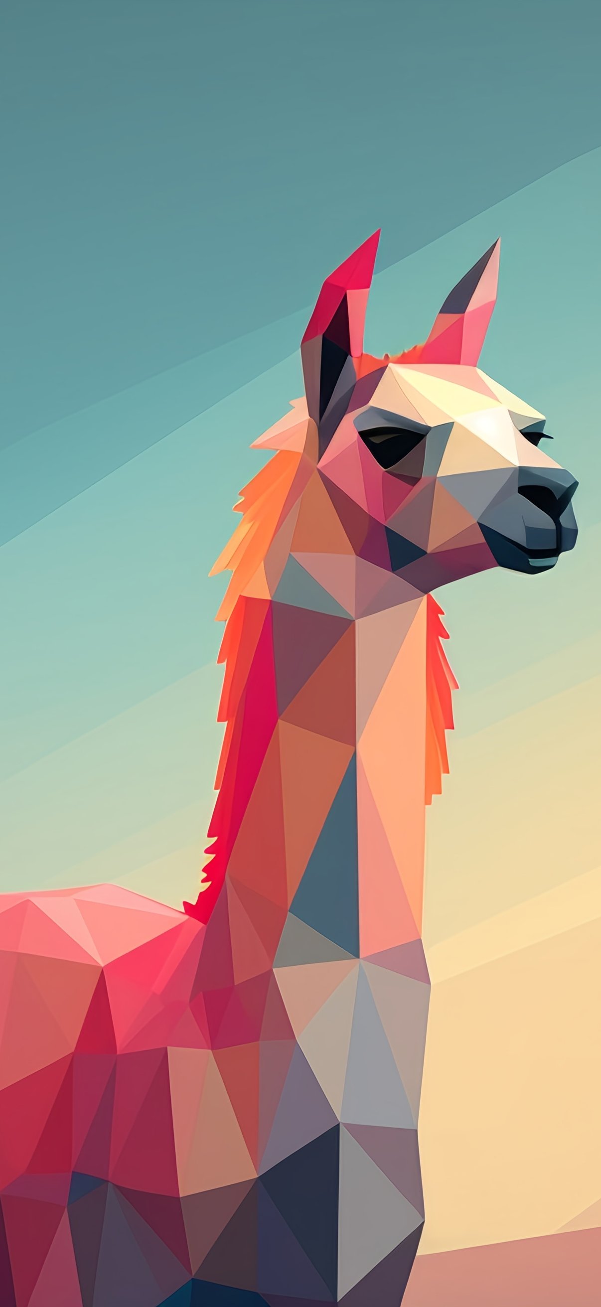 Llama in polygonal design - Wallpapers for iPhone 17 Pro/17/16 Pro in 1206x2622 resolution