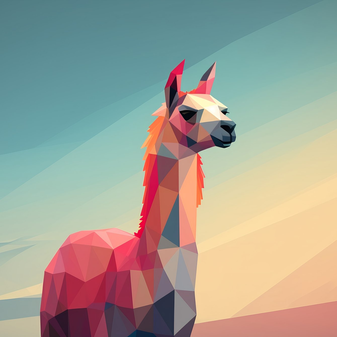 Llama in polygonal design - Wallpapers for Samsung Galaxy Tab in 1340x1340 resolution