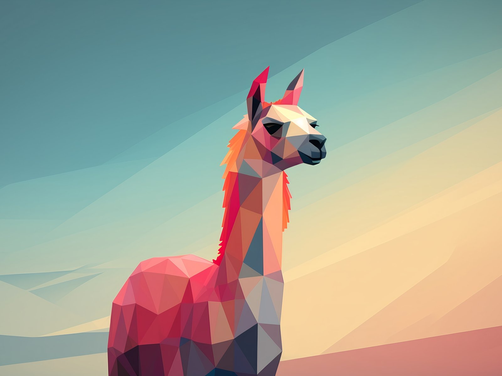Llama in polygonal design - UXGA wallpapers in 1600x1200 resolution