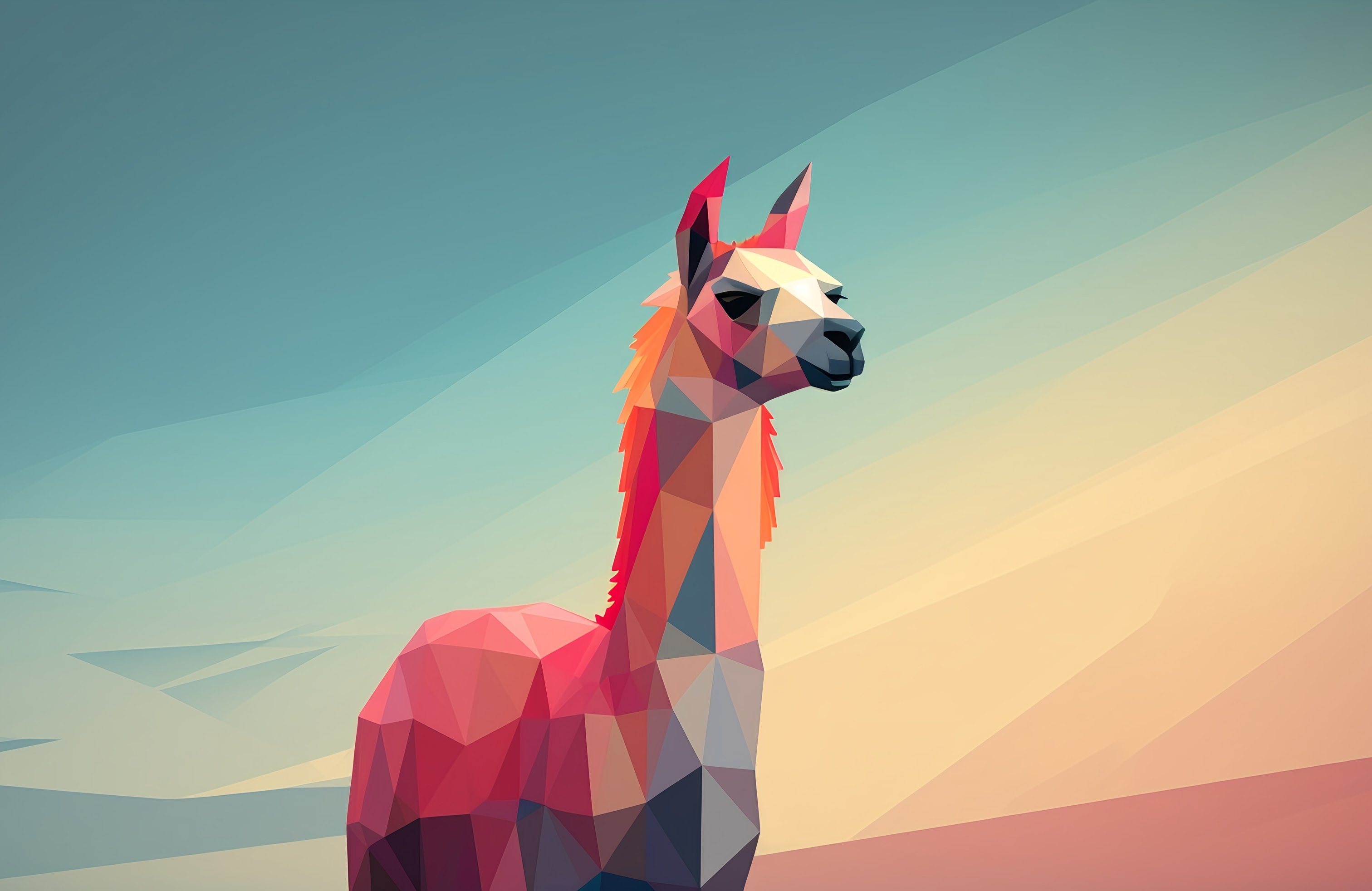 Llama in polygonal design - Wallpapers for Apple MacBook 14.2″ in 3024x1964 resolution