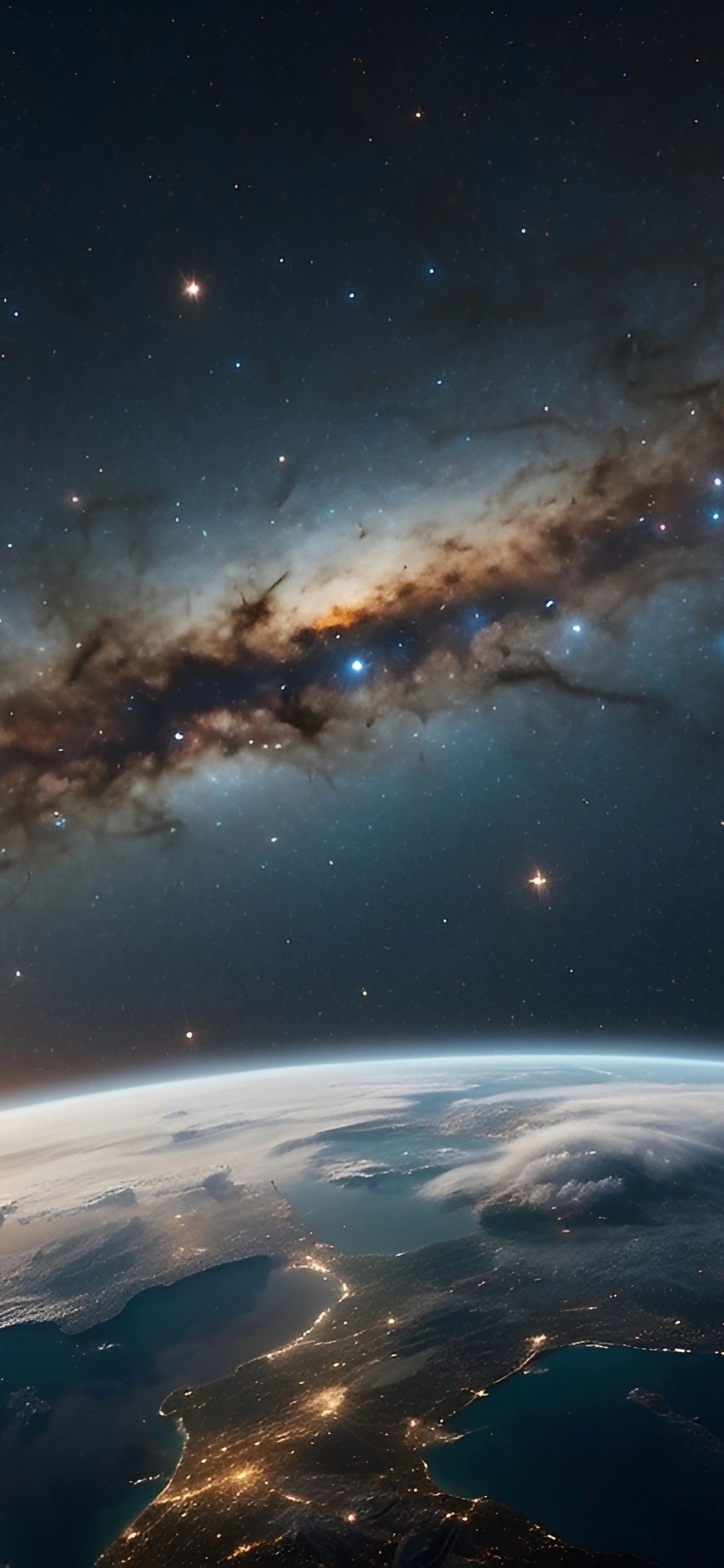 Solar eclipse view from Earths orbit - Wallpapers for iPhone 12 Pro/13 Pro/14 in 1170x2532 resolution