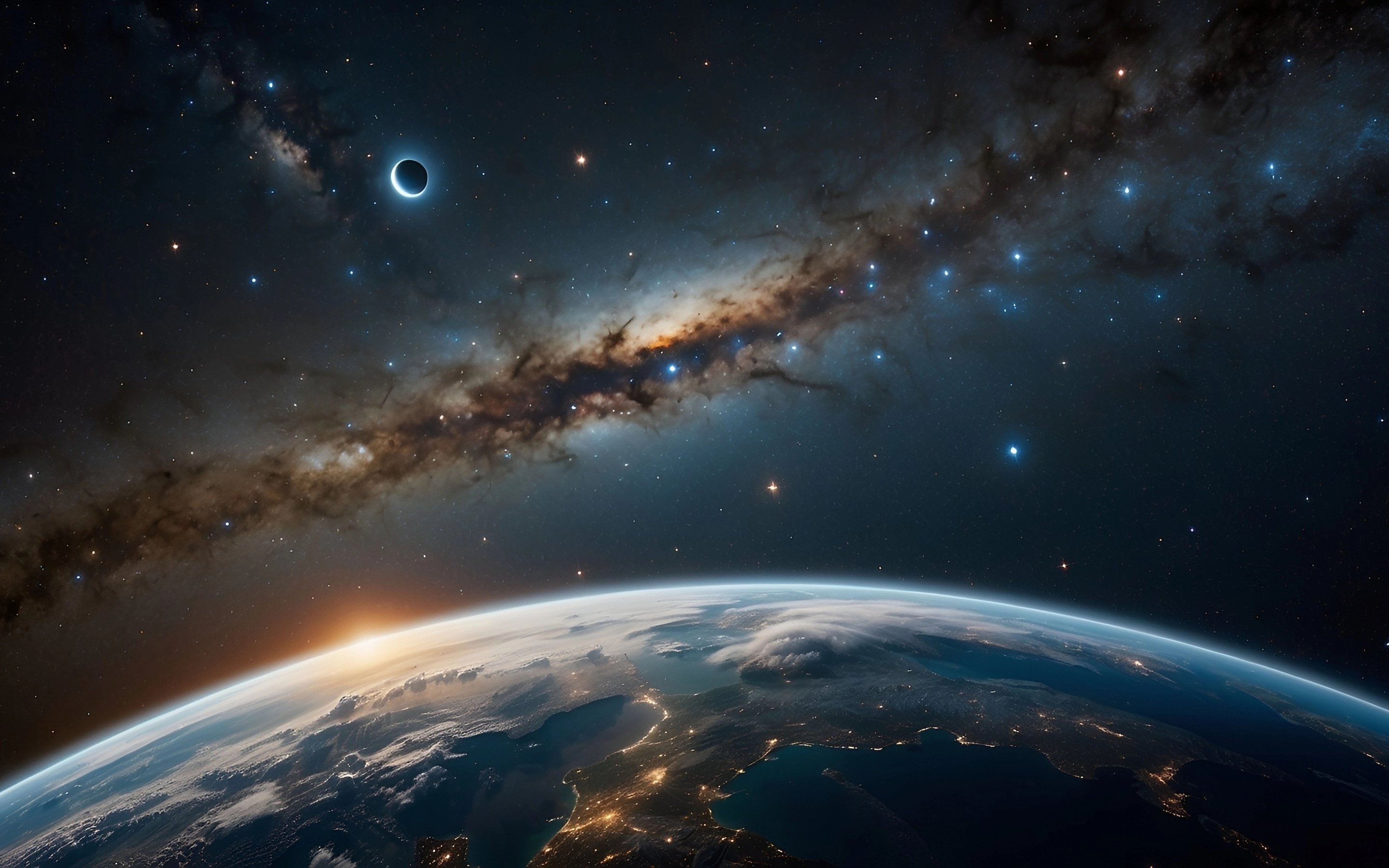 Solar eclipse view from Earths orbit - Wallpapers for Apple MacBook 15″ in 2880x1800 resolution