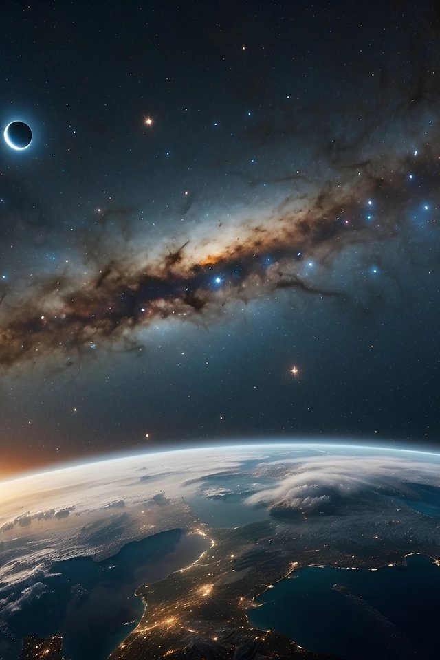 Solar eclipse view from Earths orbit - Wallpapers for iPhone 4/4S in 640x960 resolution