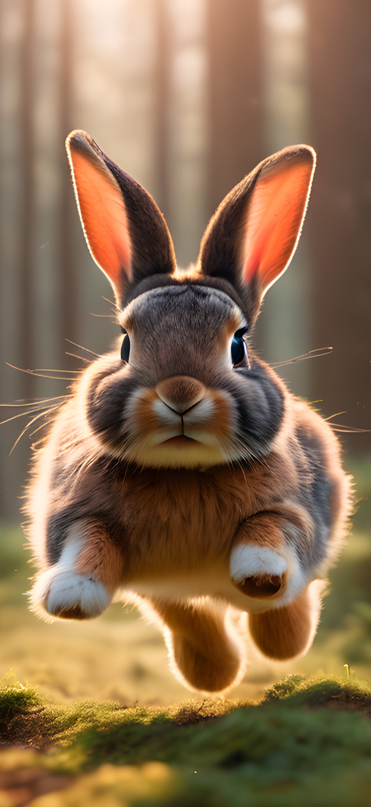 Rabbit jumping in forest clearing - Wallpapers for iPhone Air in 1260x2736 resolution