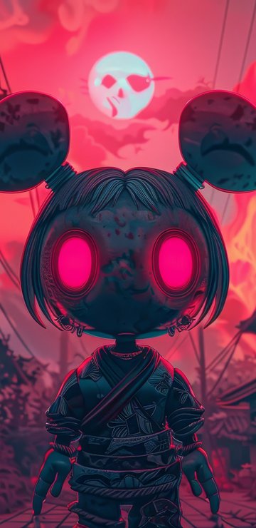 Robot with mouse ears glowing - Wallpapers for Samsung in 360x740 resolution